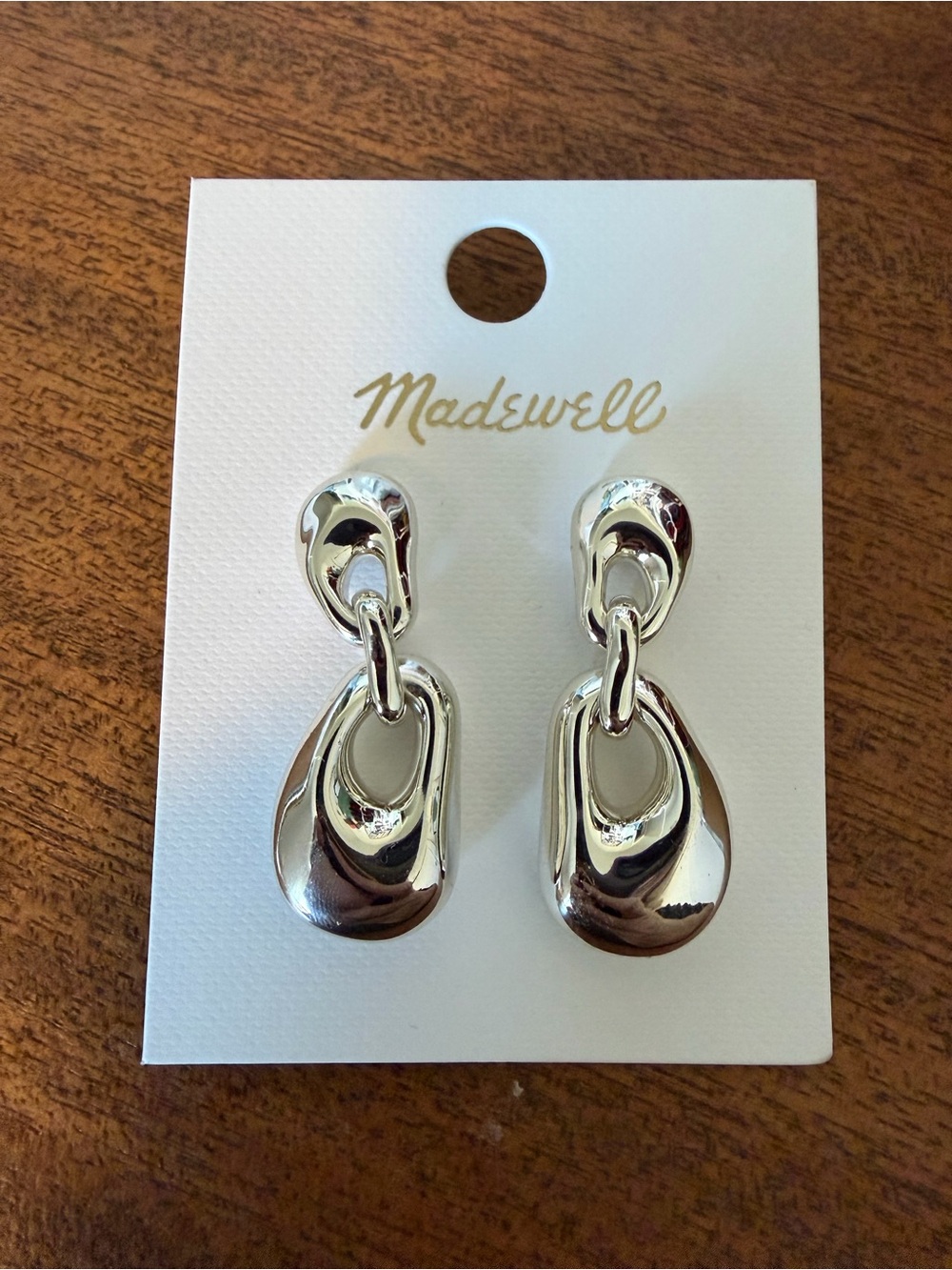 NEW Madewell Polished Silver Link Drop Earrings